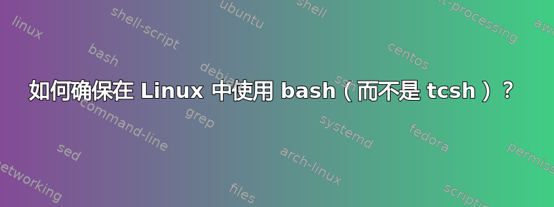 如何确保在 Linux 中使用 bash（而不是 tcsh）？