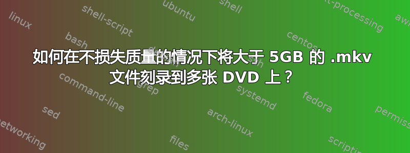 如何在不损失质量的情况下将大于 5GB 的 .mkv 文件刻录到多张 DVD 上？