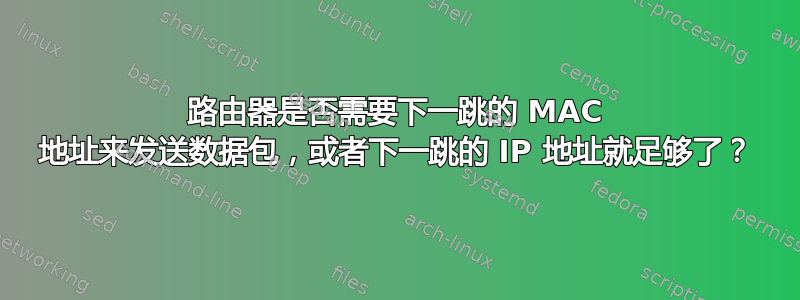 路由器是否需要下一跳的 MAC 地址来发送数据包，或者下一跳的 IP 地址就足够了？