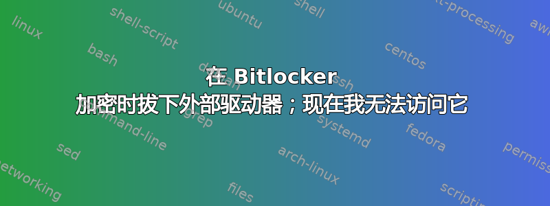 在 Bitlocker 加密时拔下外部驱动器；现在我无法访问它