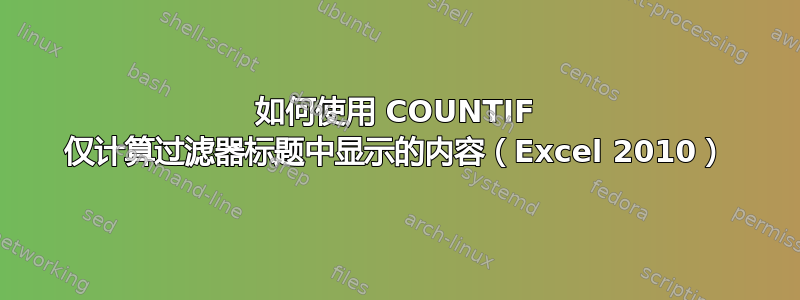 如何使用 COUNTIF 仅计算过滤器标题中显示的内容（Excel 2010）