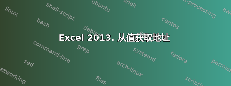 Excel 2013. 从值获取地址