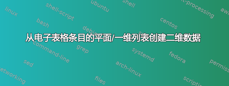 从电子表格条目的平面/一维列表创建二维数据