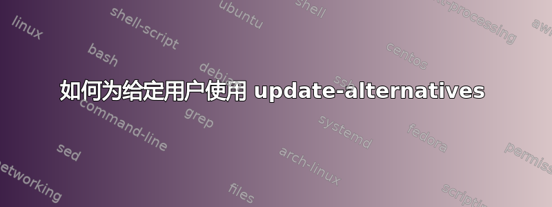 如何为给定用户使用 update-alternatives