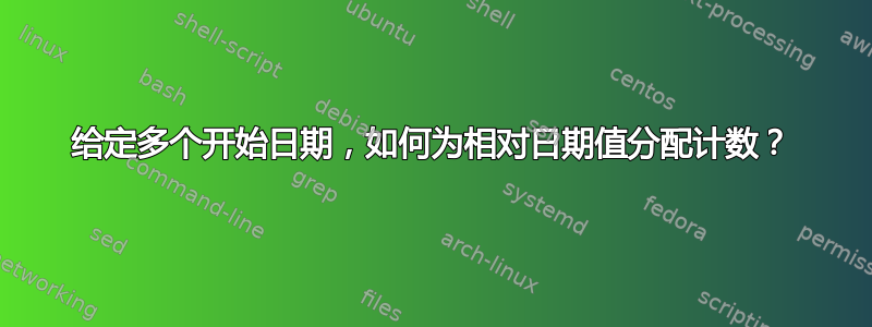 给定多个开始日期，如何为相对日期值分配计数？