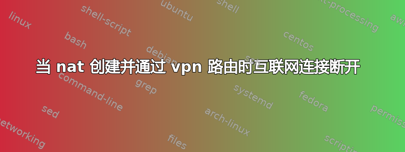 当 nat 创建并通过 vpn 路由时互联网连接断开 