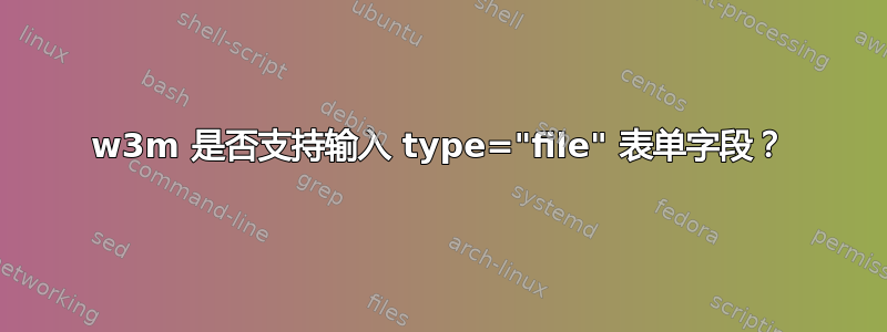 w3m 是否支持输入 type="file" 表单字段？