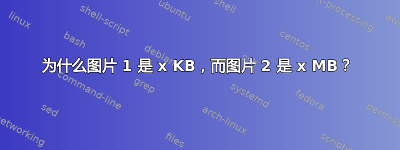 为什么图片 1 是 x KB，而图片 2 是 x MB？