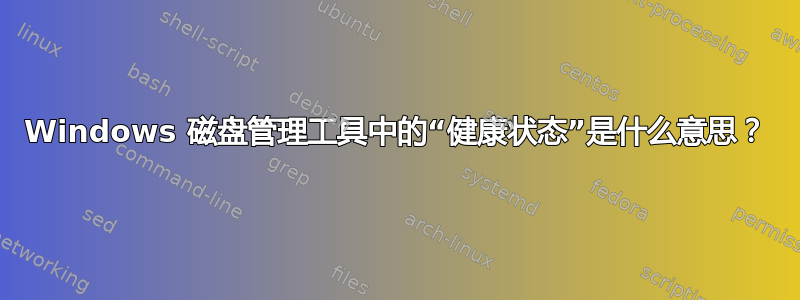 Windows 磁盘管理工具中的“健康状态”是什么意思？