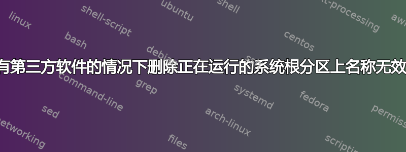 如何在没有第三方软件的情况下删除正在运行的系统根分区上名称无效的目录？