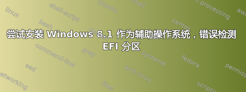 尝试安装 Windows 8.1 作为辅助操作系统，错误检测 EFI 分区