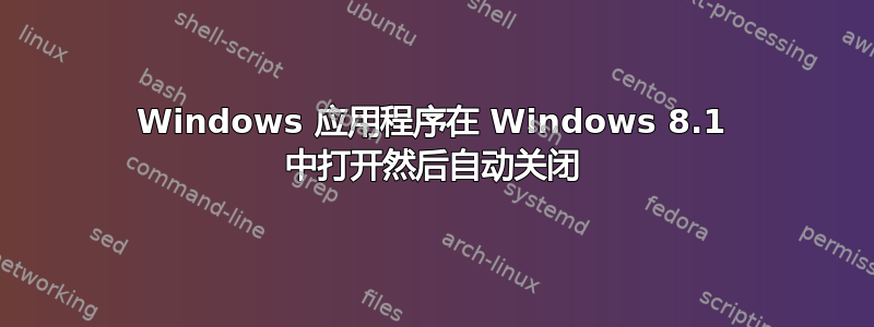 Windows 应用程序在 Windows 8.1 中打开然后自动关闭