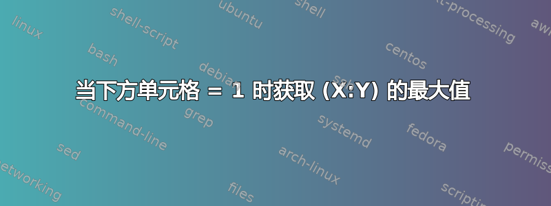 当下方单元格 = 1 时获取 (X:Y) 的最大值