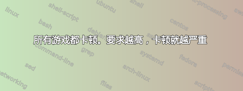 所有游戏都卡顿。要求越高，卡顿就越严重