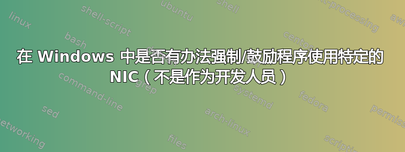 在 Windows 中是否有办法强制/鼓励程序使用特定的 NIC（不是作为开发人员）