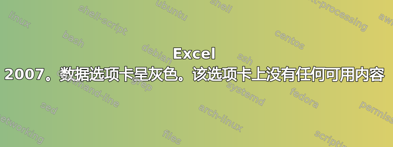 Excel 2007。数据选项卡呈灰色。该选项卡上没有任何可用内容