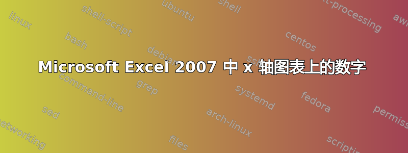 Microsoft Excel 2007 中 x 轴图表上的数字