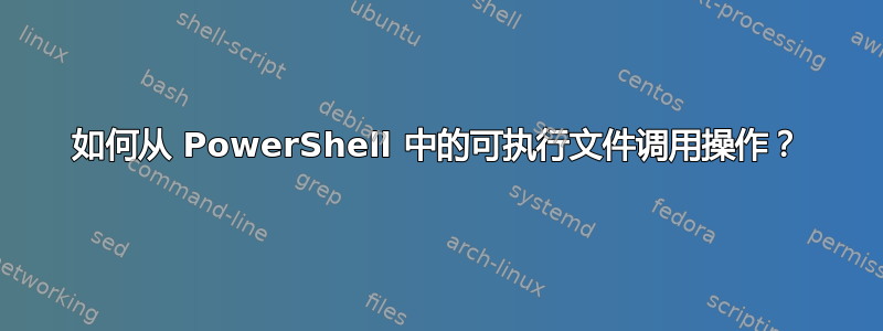 如何从 PowerShell 中的可执行文件调用操作？