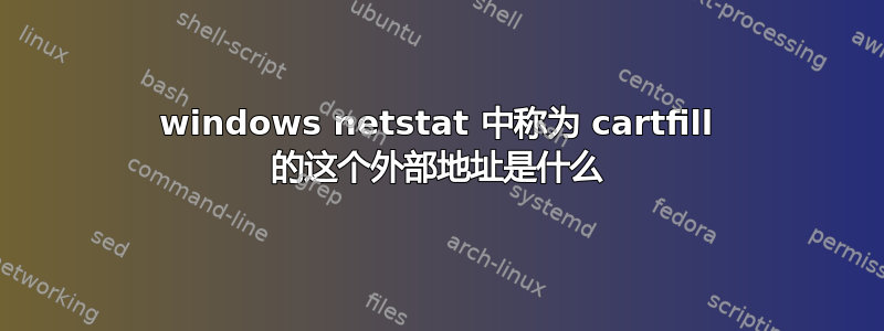 windows netstat 中称为 cartfill 的这个外部地址是什么