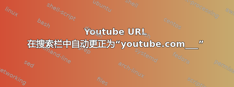 Youtube URL 在搜索栏中自动更正为“youtube.com___”