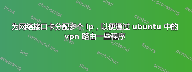 为网络接口卡分配多个 ip，以便通过 ubuntu 中的 vpn 路由一些程序