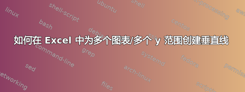 如何在 Excel 中为多个图表/多个 y 范围创建垂直线