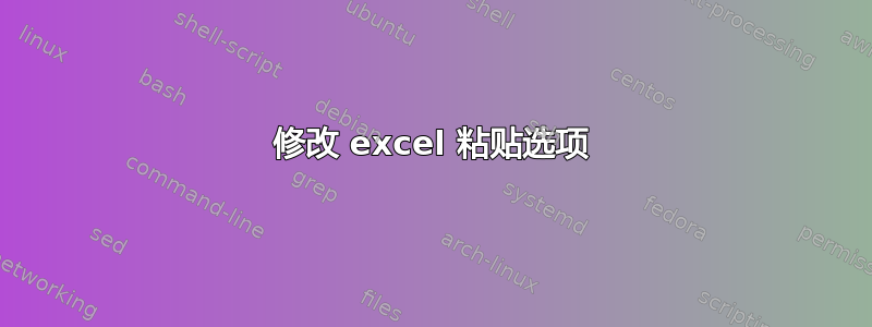 修改 excel 粘贴选项