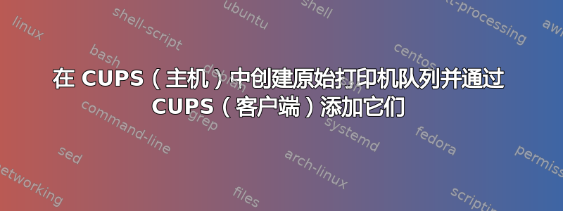 在 CUPS（主机）中创建原始打印机队列并通过 CUPS（客户端）添加它们