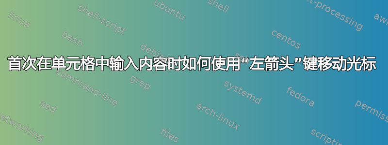 首次在单元格中输入内容时如何使用“左箭头”键移动光标