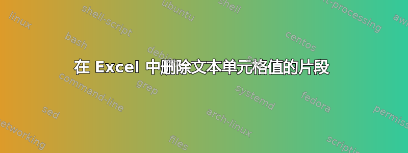 在 Excel 中删除文本单元格值的片段