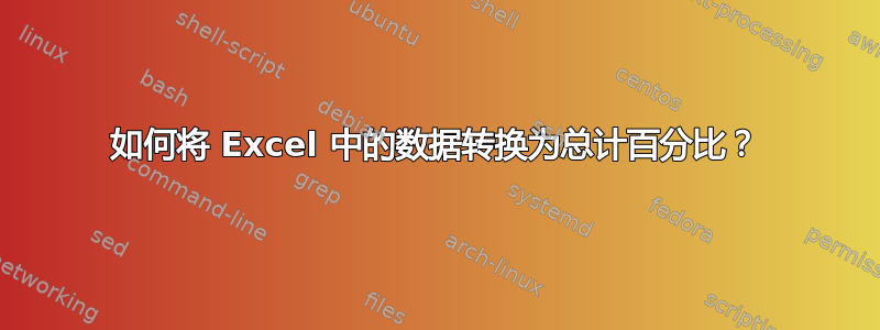 如何将 Excel 中的数据转换为总计百分比？