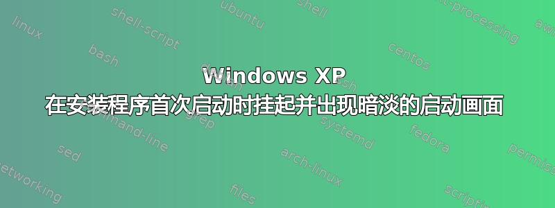 Windows XP 在安装程序首次启动时挂起并出现暗淡的启动画面