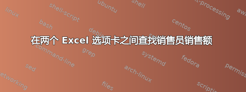 在两个 Excel 选项卡之间查找销售员销售额