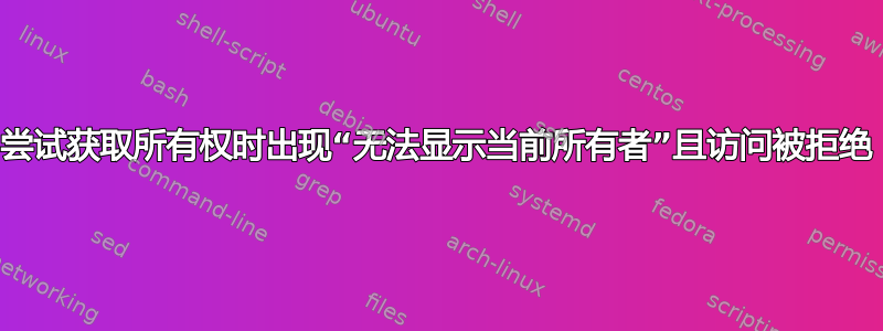 尝试获取所有权时出现“无法显示当前所有者”且访问被拒绝