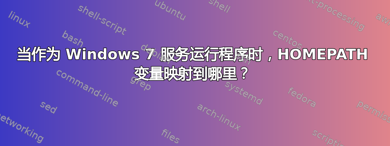 当作为 Windows 7 服务运行程序时，HOMEPATH 变量映射到哪里？