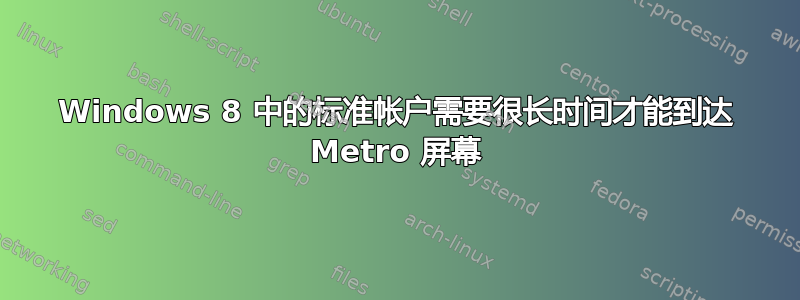 Windows 8 中的标准帐户需要很长时间才能到达 Metro 屏幕