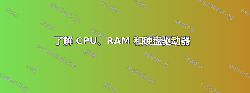 了解 CPU、RAM 和硬盘驱动器 