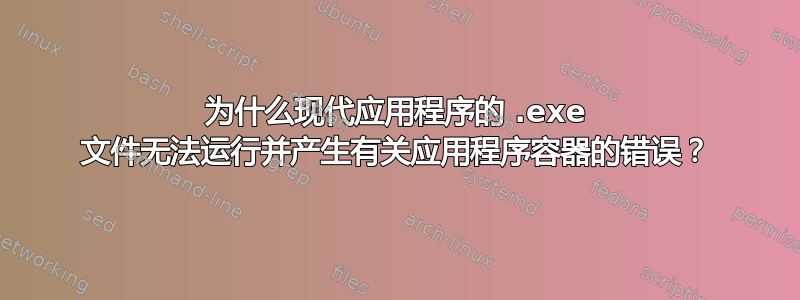 为什么现代应用程序的 .exe 文件无法运行并产生有关应用程序容器的错误？