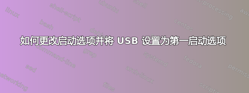 如何更改启动选项并将 USB 设置为第一启动选项