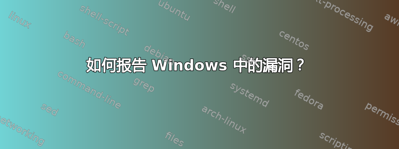 如何报告 Windows 中的漏洞？