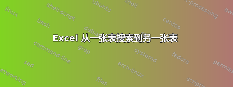 Excel 从一张表搜索到另一张表