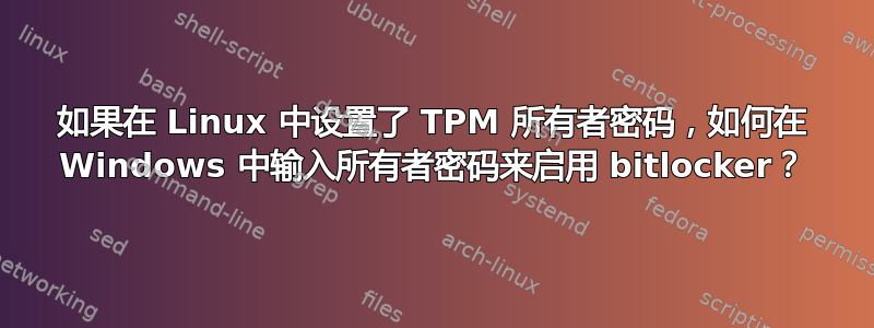 如果在 Linux 中设置了 TPM 所有者密码，如何在 Windows 中输入所有者密码来启用 bitlocker？