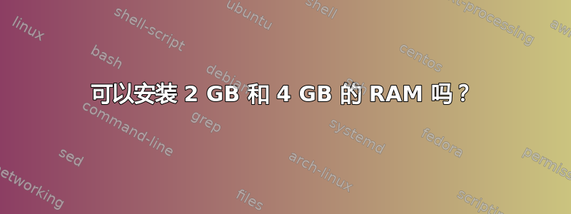 可以安装 2 GB 和 4 GB 的 RAM 吗？