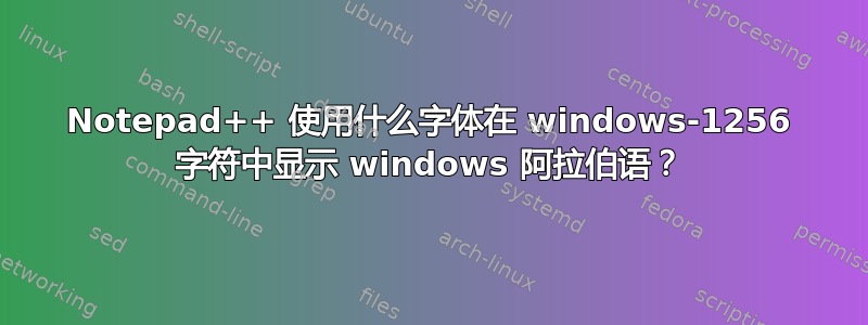 Notepad++ 使用什么字体在 windows-1256 字符中显示 windows 阿拉伯语？