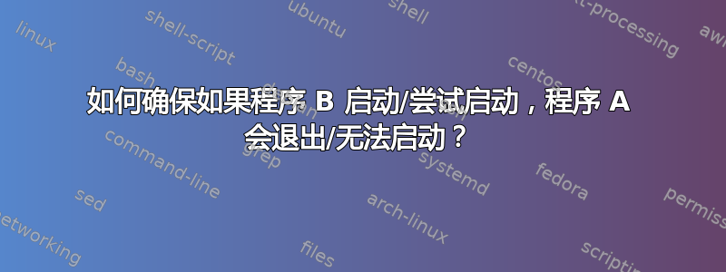 如何确保如果程序 B 启动/尝试启动，程序 A 会退出/无法启动？