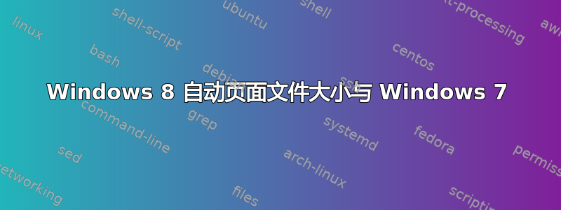 Windows 8 自动页面文件大小与 Windows 7