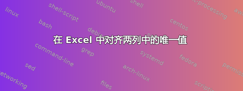 在 Excel 中对齐两列中的唯一值