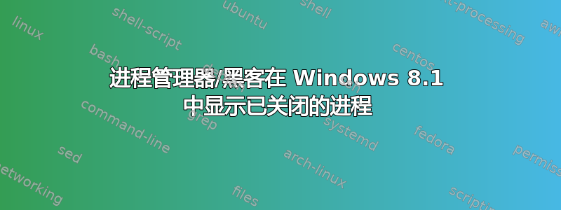 进程管理器/黑客在 Windows 8.1 中显示已关闭的进程