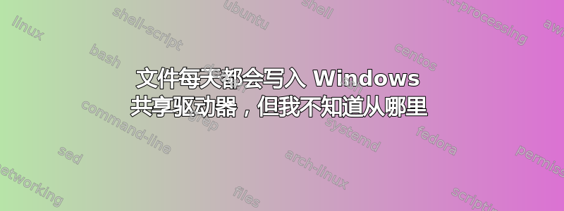 文件每天都会写入 Windows 共享驱动器，但我不知道从哪里