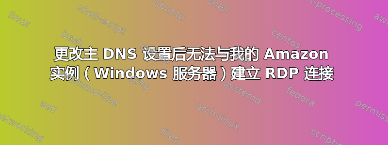 更改主 DNS 设置后无法与我的 Amazon 实例（Windows 服务器）建立 RDP 连接